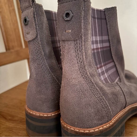 Timberland Courmayeur Valley Chelsea Dark Grey Boots Suede Plaid Women Lug 7.5 - Picture 11 of 11